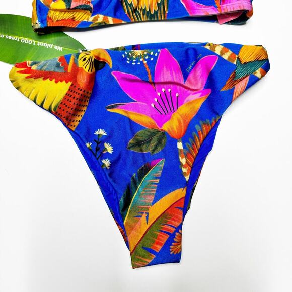 Farm Rio Macaw Tropical Print Beaded Bikini Set Size Small Top & Medium Bottom - Picture 7 of 16
